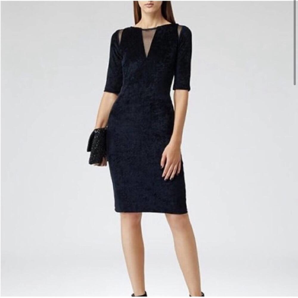 Reiss Hailey Crushed Velvet Cutout Dress